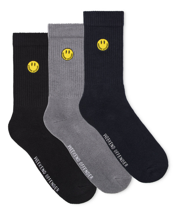 Smiley Sports Socks Black/Navy/Grey