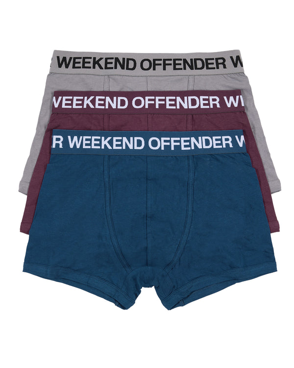 Boxer Shorts Pack Of 3 Light Grey/ Deep Plum/ Juniper Blue
