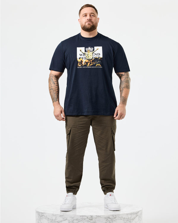 Große Größen - Leo Gregory Grafik-T-Shirt Marineblau