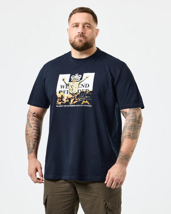 Große Größen - Leo Gregory Grafik-T-Shirt Marineblau