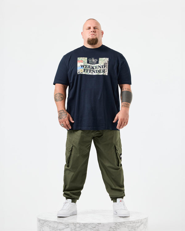 Taglie forti - Maglietta grafica Badman blu navy