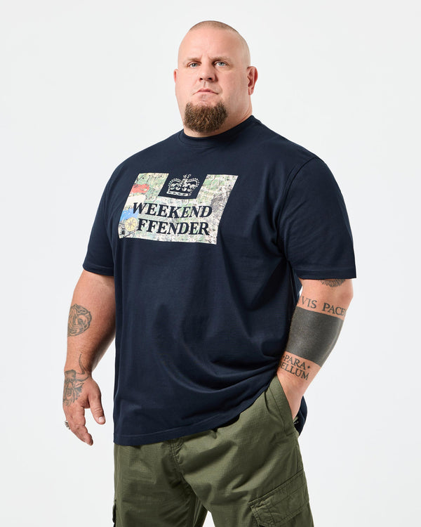 Taglie forti - Maglietta grafica Badman blu navy