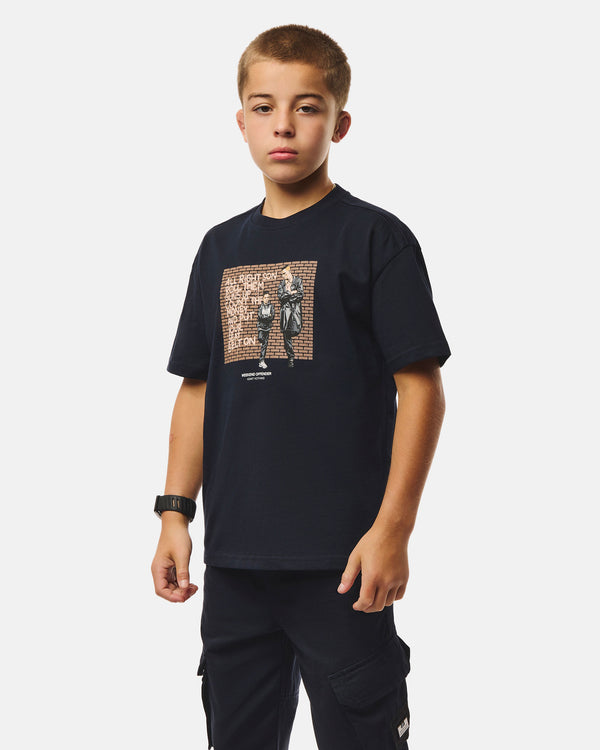 Kinder T-Shirt Pater Graphik Marineblau