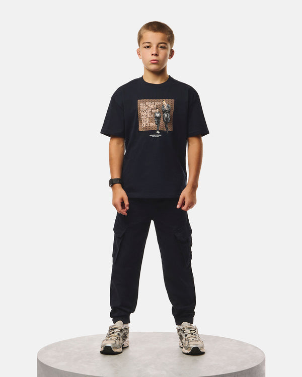 Kinder T-Shirt Pater Graphik Marineblau