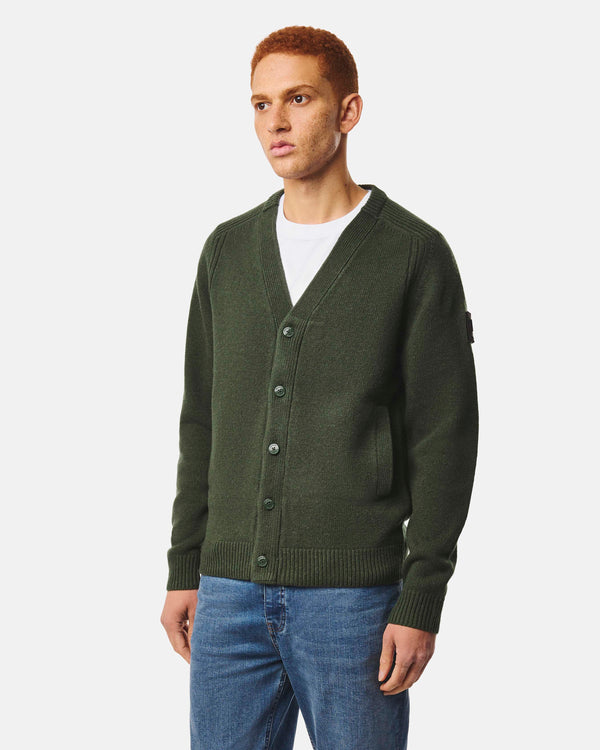 Lauda Wool Cardigan Black Forest Green