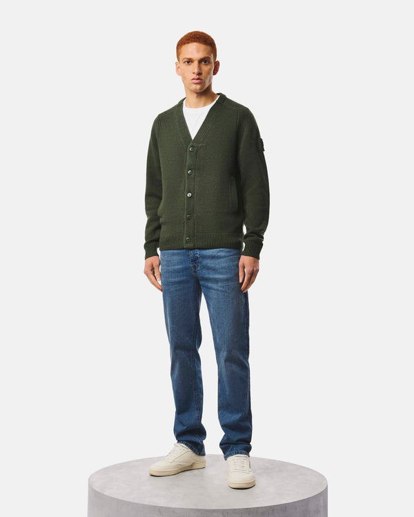 Lauda Wool Cardigan Black Forest Green