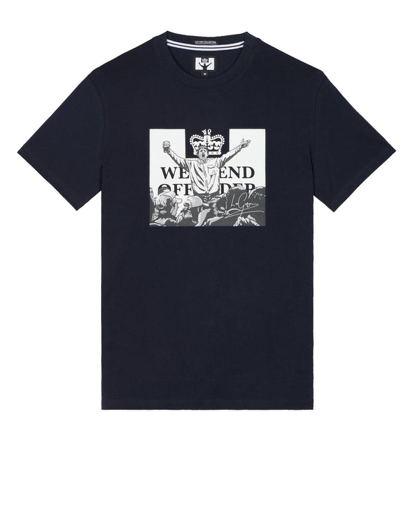 Plus Size - Leo Gregory Mono Graphic T-Shirt Navy